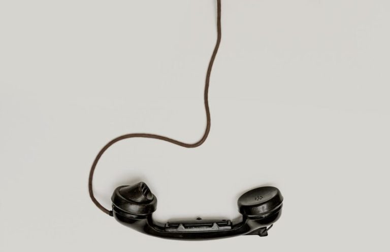 black corded telephone